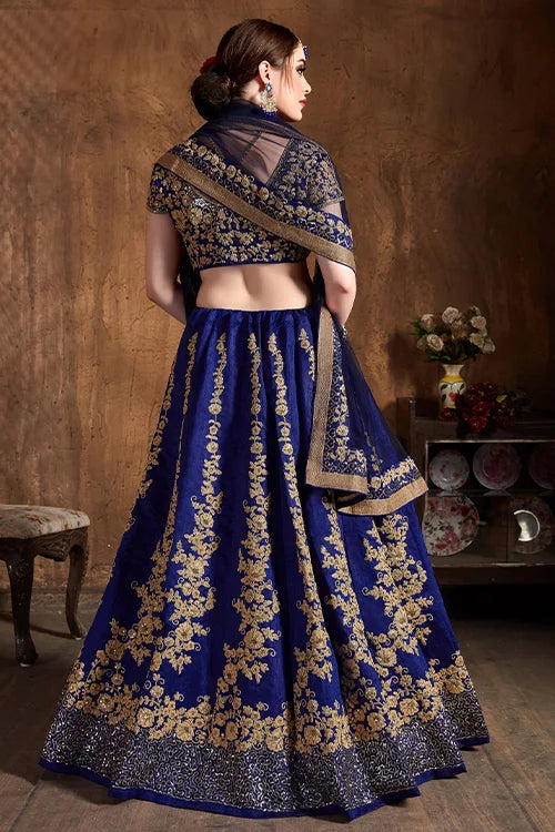Designer Lehenga Choli Wedding Collection In Women Wear Navy Blue