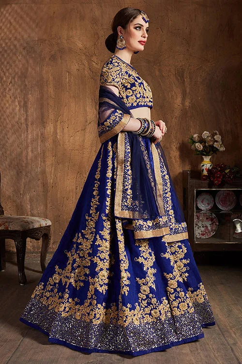 Designer Lehenga Choli Wedding Collection In Women Wear Navy Blue