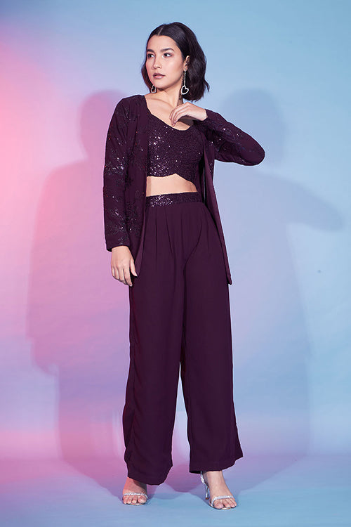 Designer Wear Georgette Thread With Sequins Work Co-Ords Collection