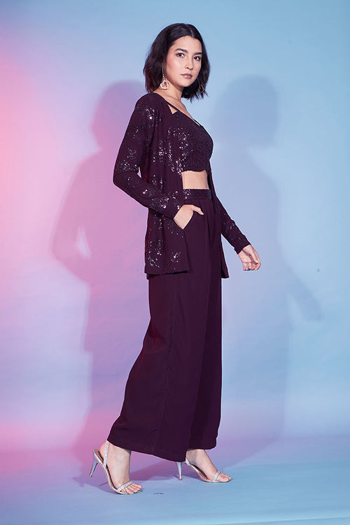 Designer Wear Georgette Thread With Sequins Work Co-Ords Collection