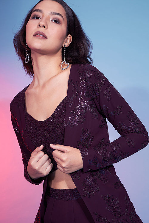 Designer Wear Georgette Thread With Sequins Work Co-Ords Collection