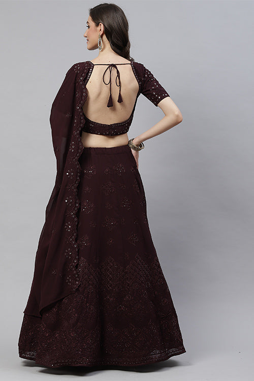 Designer Georgette Thread With Sequins Embroidered Lehenga Choli