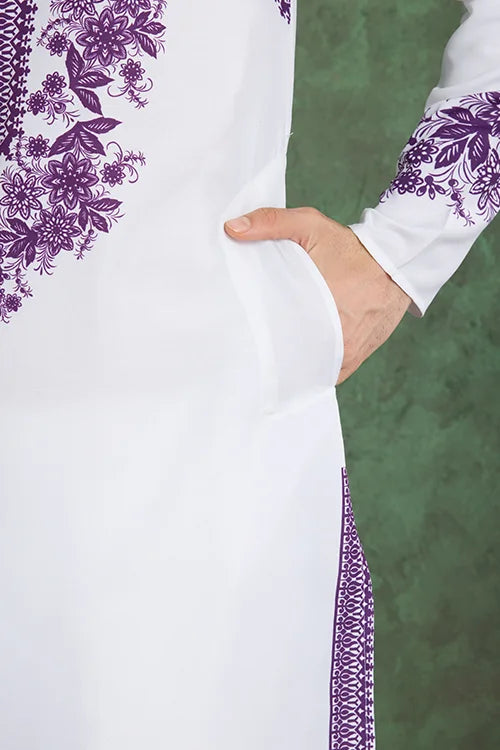 Purple Color Digital Printed Gents Kurta Pyjama