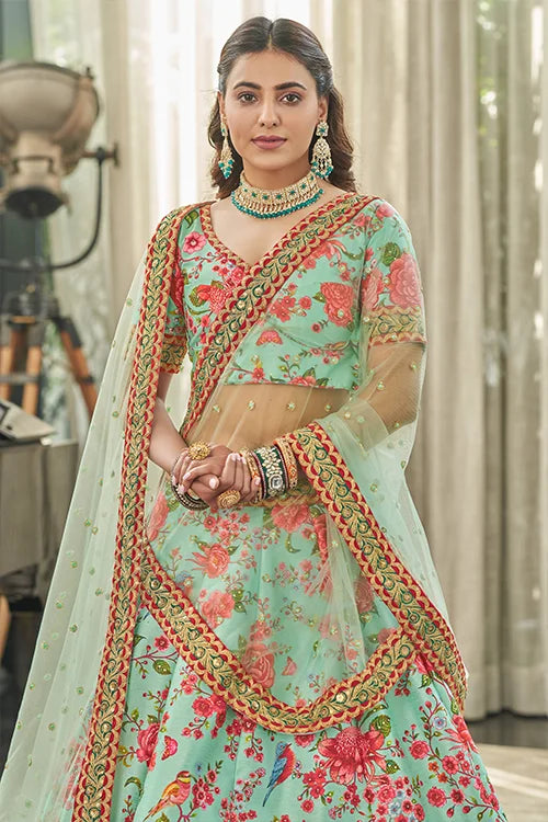 Beautiful Red Art Silk Digital Print Lehenga Choli
