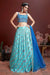 Digital Print Sky Blue Chinon Silk Wedding Wear Lehenga Choli