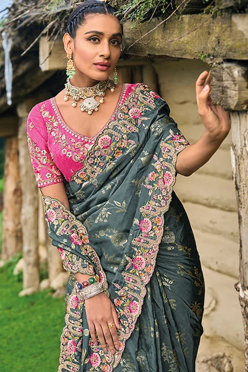 Art Silk Weaving Banarasi Saree with Banglori Blouse