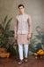 Dusty Brown Silk Kurta with Jacquard Koti Jacket