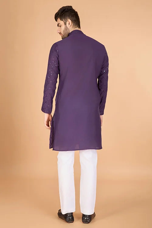 Dusty Purple Latest Branded Kurta for Mens Wear