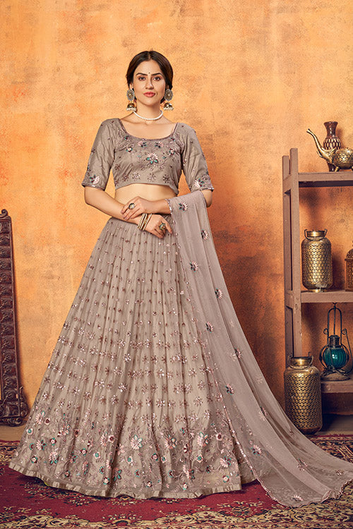 Dusty Net Thread with Sequence Embroidered Lehenga Choli Collection