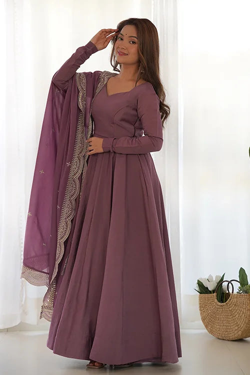 Stylish Long Anarkali Gown with Dupatta for Special Events