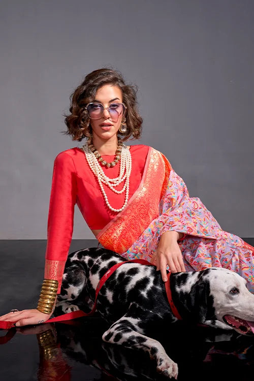 Elegant Handloom Weaving Silk Saree with Banarasi Blouse