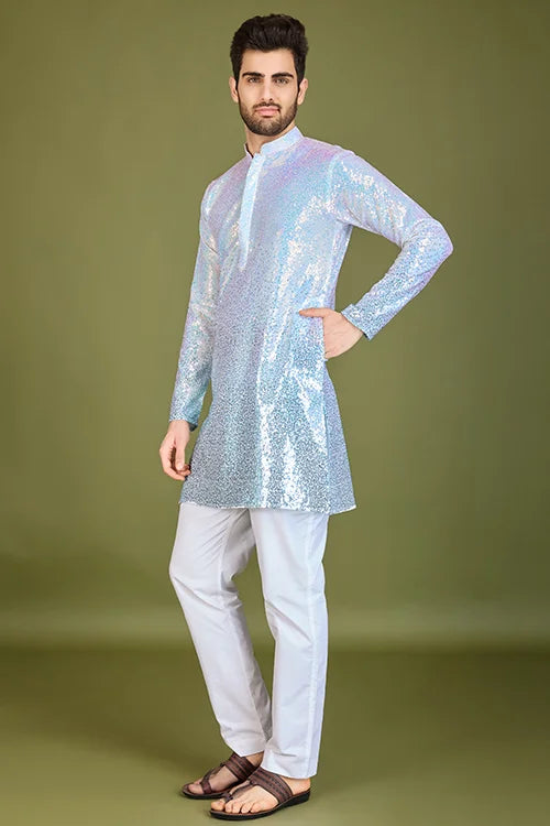 Stylish Ombre Blue Kurta For Men – Festive & Wedding Men's Kurta
