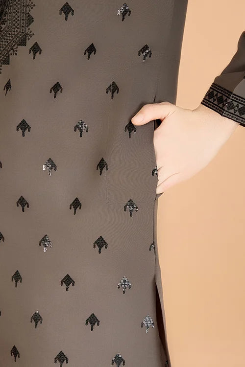 Elegant Brown Viscose Silk Kurta with Sequins – Shubhkalastore