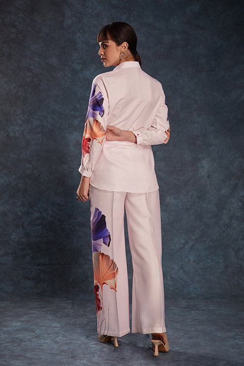 Party Wear Light Pink Printed Work Co-Ords Set