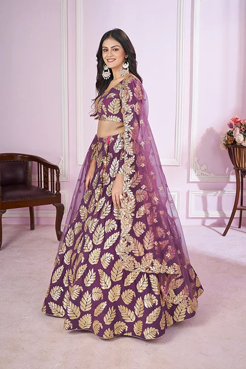 Georgette Lehenga Choli with Sequins & Zari Embroidery
