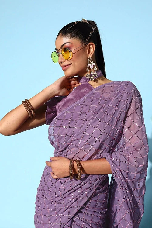 Georgette Saree with Stunning Sequence Embroidery Work