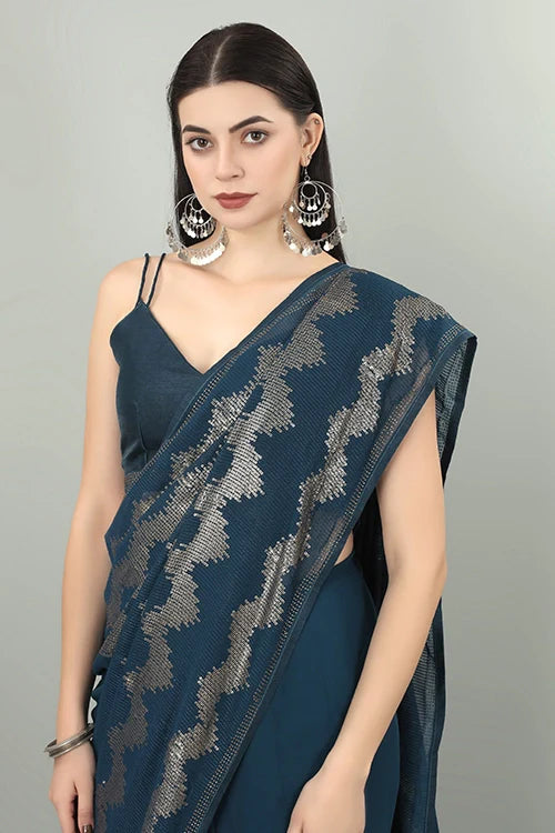 Designer Georgette Saree with Swarovski Border Online