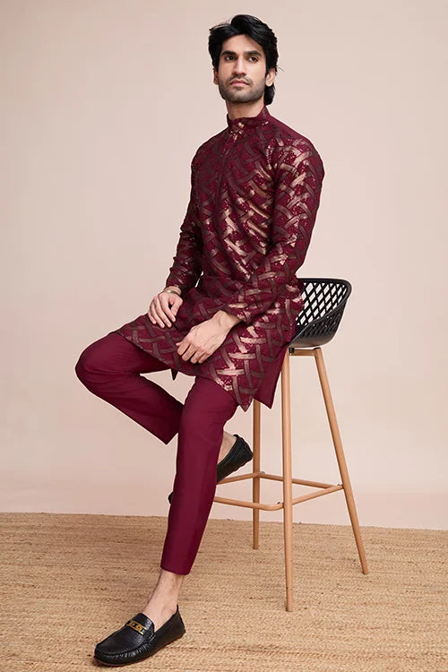 Stylish Maroon Silk Kurta for Special Occasions