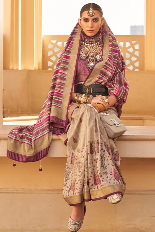 Beautiful Printed Silk Saree with Designer Blouse