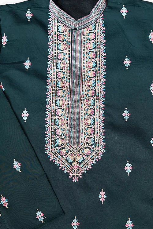 Premium Designer Green Koti Kurta Pair for Men