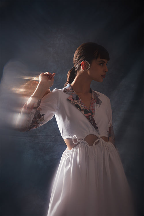 Classy White Linen Maxi Set