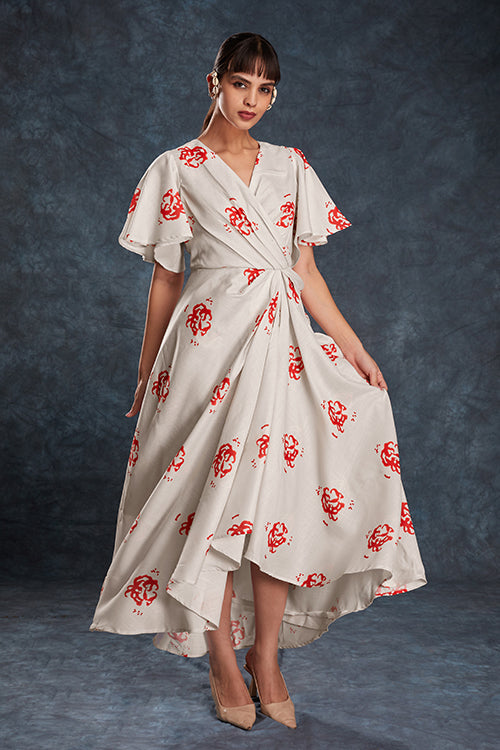 Trendy Butterfly Sleeve Printed Maxi Dress