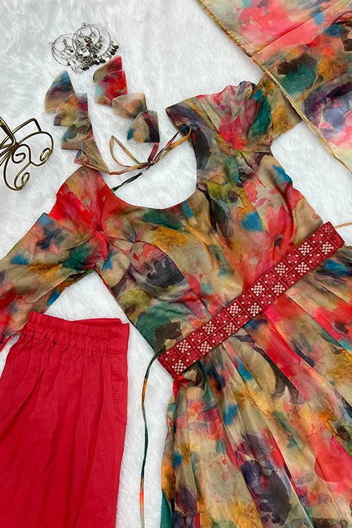 Ready to wear full flair Anarkali gown with dupatta set