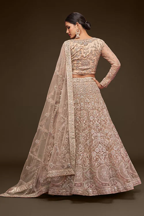Royal Beige Marriage Lehenga Choli with Dupatta
