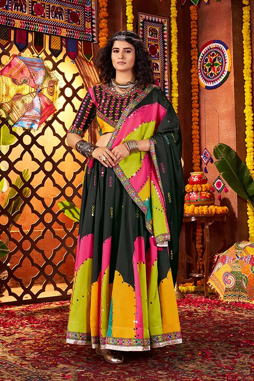 Navratri Special Black Mirror Chaniya Choli Set
