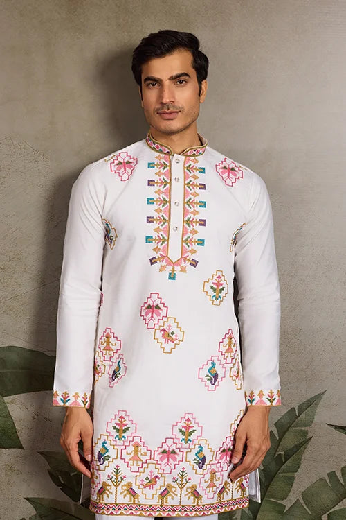 Classy Look Festive Occasion White Kurta for Mens