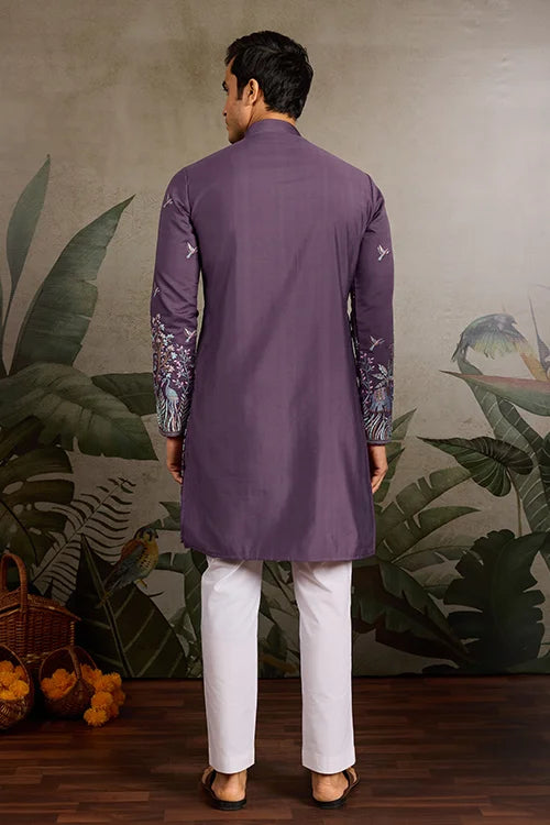 Festive Look Dusty Purple Color Traditional Kurta for Mens