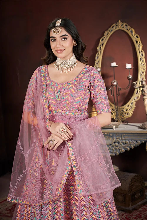 Designer Peach Color Net Gown With Zarkan Embroidery – Ready To Wear Collection