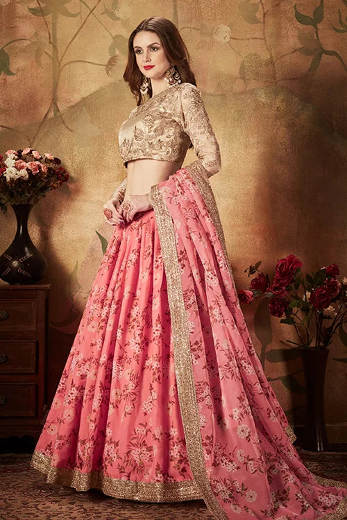 Best Designer Chaniya Choli Collection Pink And Beige Colour