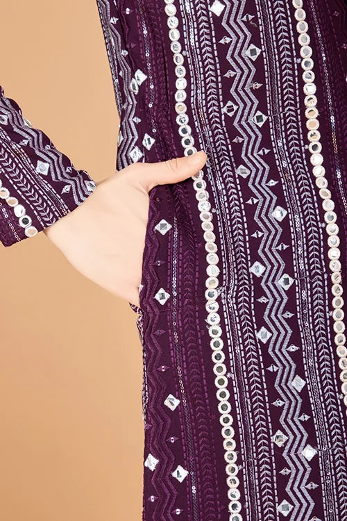 Purple Traditional Look Ethnic Wear Kurta for Men