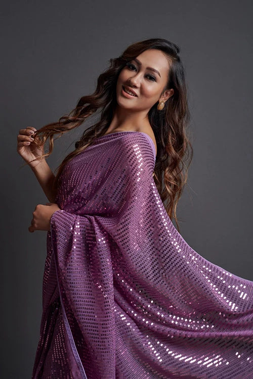 Embroidery Work Saree with Piping Border - Designer