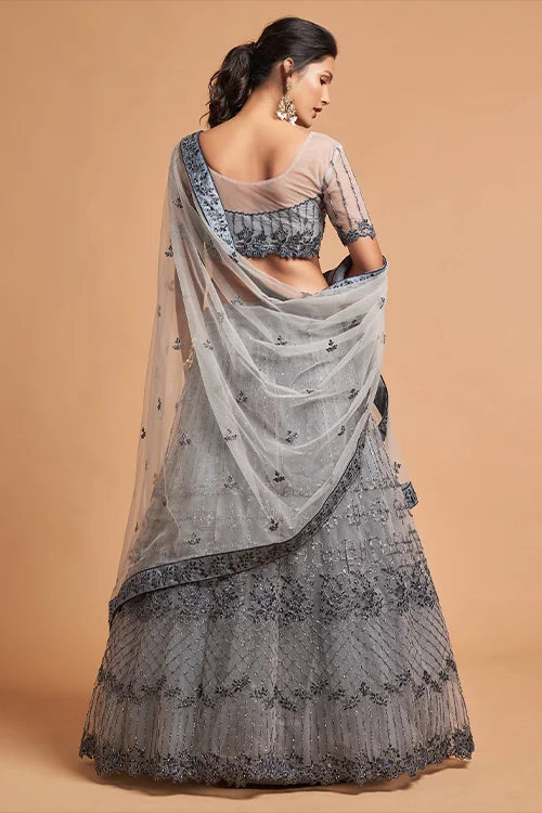 Embroidery Lehenga Choli New Collection For Women Wear Grey Colour