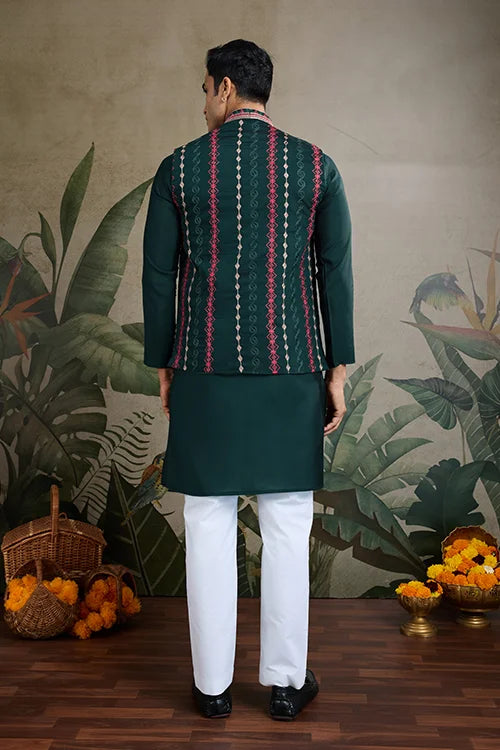 Indian ethnic wear Designer Green Kurta Koti Jacket