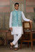Traditional White Kurta with Teal Green Koti for Men