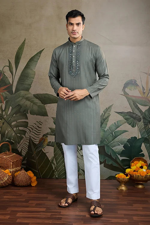 Elegant & Beautiful Rust Green Kurta with Dupatta – Stylish Look