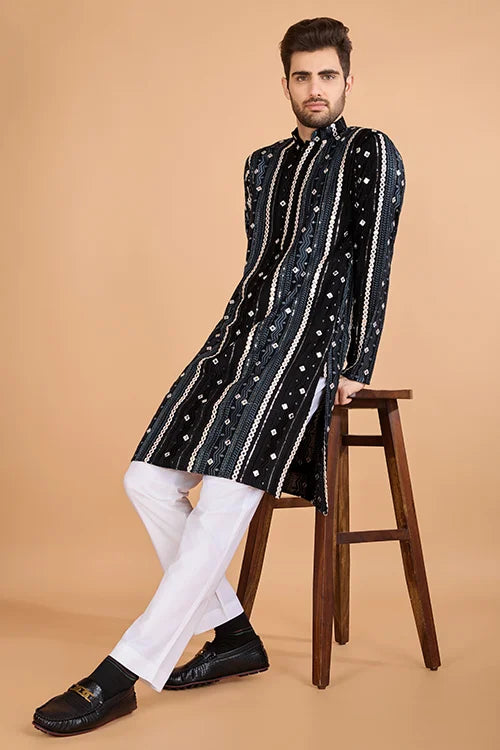 Exclusive Full Heavy Embroidered Wedding Special Mens Kurta