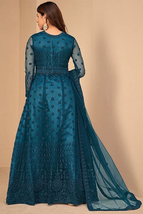 Exclusive Net Dori Embroidered With Diamond Work Dress