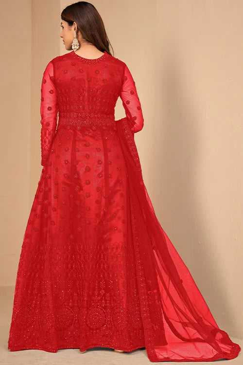 Exclusive Net Dori Embroidered With Diamond Work Dress