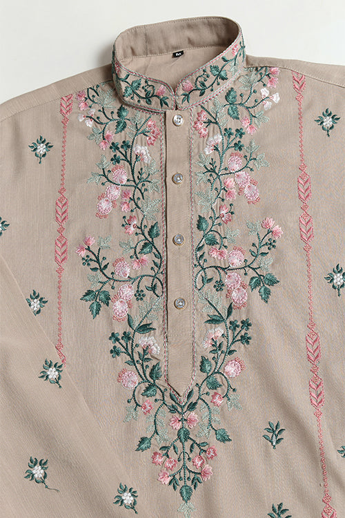 Ivory Embroidered Fancy Kurta For Men