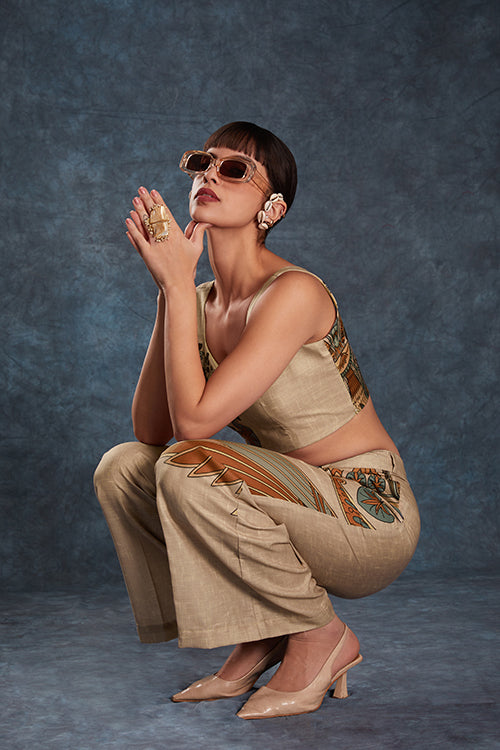 Stylish Fancy Wear Linen Printed Work Co-Ord Collection