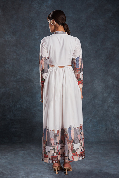 Classy White Linen Maxi Set