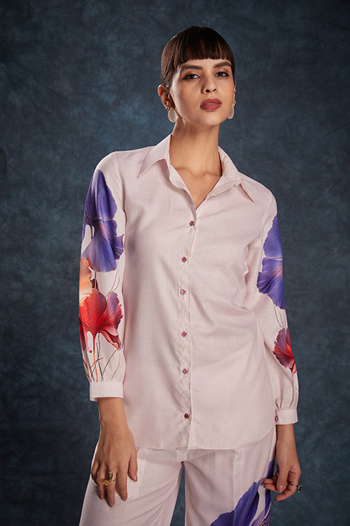 Party Wear Light Pink Printed Work Co-Ords Set