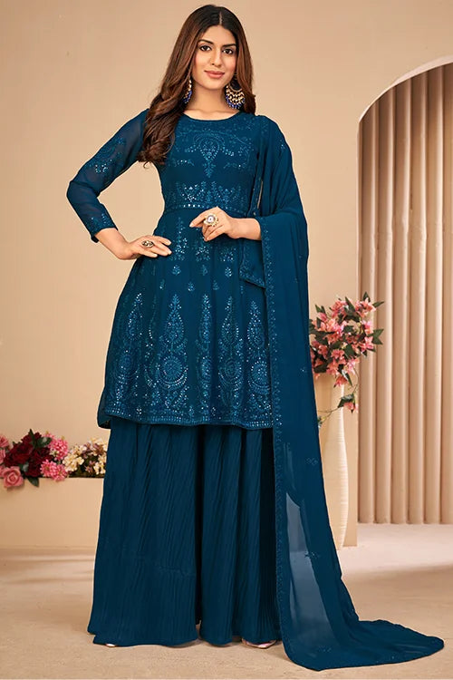 Beautiful Bridesmaid Sequins Kurta Sharara Set Dupatta