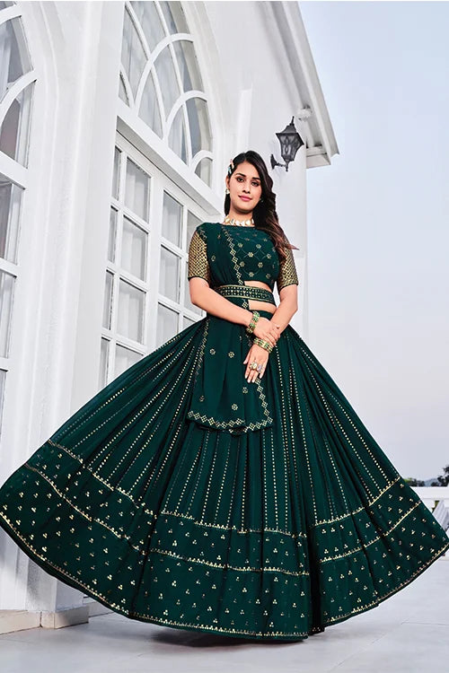 Teal Green Bollywood Georgette Lehenga Choli Online