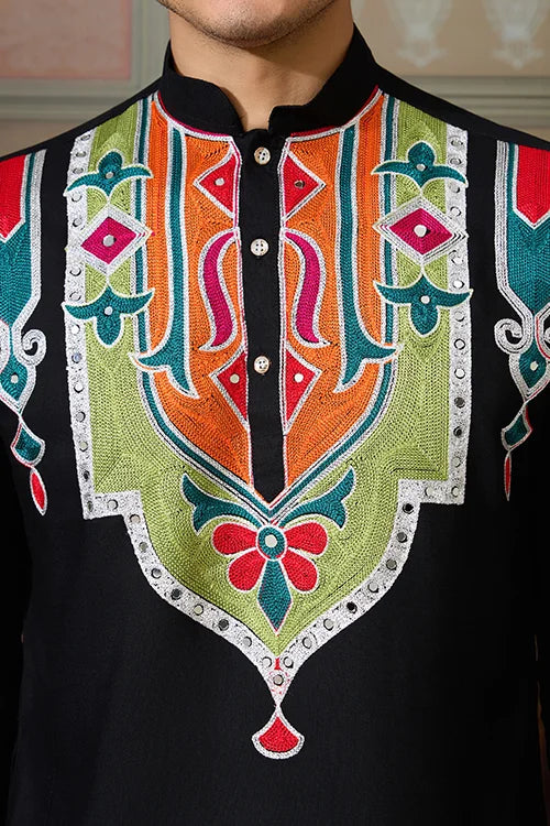 Black Trending Designer Festival Wear Men’s Kurta