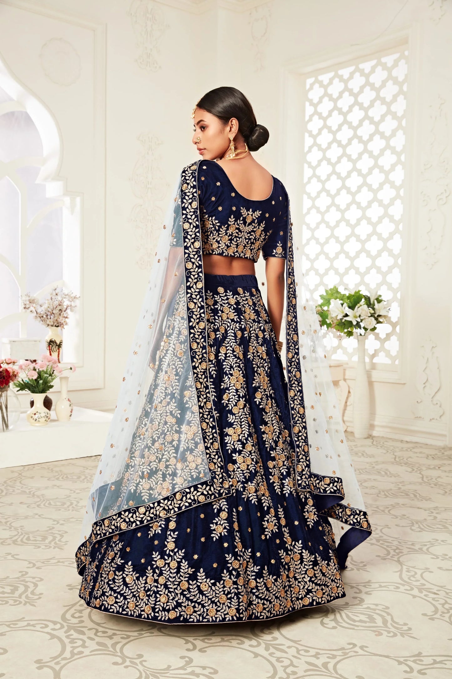 Festival Season Collection Women Wear Lehenga Choli Navy Blue Colour